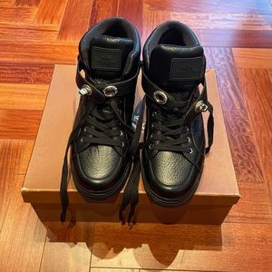 Women’s Coach Sneakers US 8.5 Ryderson Black Pebbled Leather Boots -New With Box